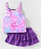 Tiara Cotton Jersey Sleeveless Floral Printed Top With Solid Layered Skirt Set - Pink