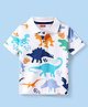 Babyhug Cotton Knit Half Sleeves Polo T-Shirt with Dino Print - White