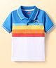Babyhug Cotton Knit Half Sleeves Cut & Sew Polo T-shirt with Text Embroidery & Stripes - Blue & White