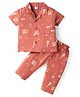 Teddy Sinker Knit Half Sleeves  Night Suit Rock Star Print - Rust