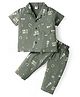 Teddy Sinker Knit Half Sleeves  Night Suit Rock Star Print - Olive Green