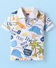Babyhug Cotton Knit Half Sleeves Polo T-Shirt With Beach Theme Print - White