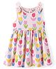 Bonfino 100% Cotton Knit Sleeveless Dress With Floral Print - Peach