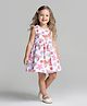 Bonfino 100% Cotton Knit Sleeveless Dress with Floral & Butterfly Print - Ivory