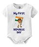 Baby Buzz Republic Day Theme 100% Cotton Half Sleeves My First Republic Day Text Printed Onesie - White