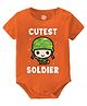 Baby Buzz Republic Day Theme 100% Cotton Half Sleeves Cutest Soldier Text Printed Onesie - Orange