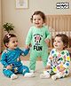 Babyhug Disney Interlock Knit Full Length Romper With Minnie Mouse Graphics Pack Of 3 - White Light Green & Blue