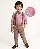 Mark & Mia Cotton Woven Full Sleeves Striped Shirt & Trouser with Bow & Suspender - Pink