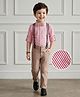 Mark & Mia Cotton Woven Full Sleeves Striped Shirt & Trouser with Bow & Suspender - Pink
