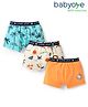 Babyoye Cotton Elastane Knit Trunks With Tree & Star Fish Print Pack Of 3 - Orange Light Blue & Cream