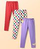 Babyhug Cotton Lycra Knit Full Length Leggings With Stretch & Polka Dots & Hearts Print Pack Of 3 - Multicolour