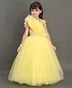 PinkChick One Shoulder Cap Sleeves Sequins Embellished Ruffle Detailed Fit & Flare Gown - Yellow
