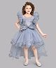 PinkChick Frill Sleeves Sequins Embellishment Bow Applique Detailed High Low Dress - Grey