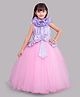 PinkChick Satin Sleeveless Ruffle & Bow Applique Detailed Gown - Lavender