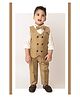 Little Collars Full Sleeves Checked 3 Piece Party Suit Set - Khaki