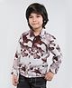 Taffykids Half Sleeves Abstract Printed Shirt - Brown & White