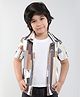 Taffykids Half Sleeves Abstract Printed Shirt With Attached Tee - White & Multi Colour