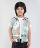 Taffykids Half Sleeves Abstract Printed Shirt With Attached Tee - White & Multi Colour