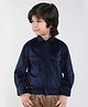 Taffykids Corduroy Full Sleeves Solid Zipper Jacket - Navy Blue