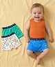 Babyoye Cotton Elastine Knit Trunks With Star Print Pack Of 3 - Blue Green & White