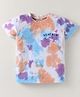 Wonderchild Interlock Half Sleeves Tie Dye Anchor Embroidered Tee - White & Multi Colour