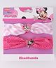 Babyhug Disney Free Size Headbands With Minnie Mouse Bow Applique Polka Dots & Striped Prints Pack of 2 - Fuchsia & Pink