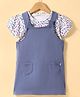 Doreme Single Jersey Knit Frock & Half Sleeves Inner Tee With Floral Print - Royal Blue