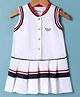 Doreme Single Jersey Knit Sleeveless Frock with Tape Detailing - Red & White