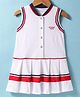 Doreme Single Jersey Knit Sleeveless Frock with Tape Detailing - Navy Blue & White