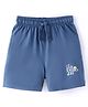 Doreme Single Jersey Knit Above Knee Length Shorts with Text Print - Blue