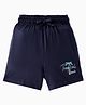 Doreme Single Jersey Knit Above Knee Length Shorts With Tropical Print - Navy Blue
