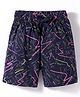 Doreme Single Jersey Knit Above Knee Length Printed Shorts - Navy Blue