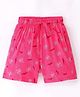 Doreme Single Jersey Knit Above Knee Length Shorts With Heart Print - Dark Pink