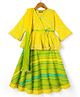 Exclusive from Jaipur Cotton Woven Half Sleeves Striped Choli Lehenga Set with Dupatta - Yellow