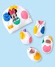 Babyhug Disney Interlock Knit Cap Mittens & Booties Set with Minnie Mouse Graphics White - Diameter 10 cm