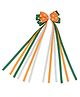Aye Candy Tricolour Bow Applique & Dangler Detailed Aligator Clip - Orange White & Green