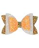 Aye Candy Tricolour Bow Designed Sequins Embellished Alligator Clip - Orange White & Green