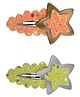 Aye Candy Set Of 2 Stars Designed Sequins Embellished Tic Tac Clips - Orange & Yellow