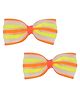 Aye Candy Striped & Bow Designed Alligator Hair Clips - Yellow & Orange