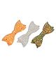 Aye Candy Tricolour Set Of 3 Bow Designed Sequins Embellished Alligator Clips - Orange Green & White