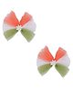 Aye Candy Tricolour Floral & Bow Designed Sequins Embellished Alligator Clips - Orange White & Green