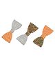 Aye Candy Set Of 3 Tricolour Bow Designed Beads Embellished Alligator Clips - Green White & Orange