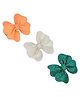 Aye Candy Set Of 3 Tricolour Bow Designed Shimmered Alligator Clips - Green White & Orange