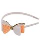 Aye Candy Tricolour Bow Glitter Designed Hair Band - Orange Green & White