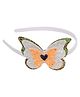 Aye Candy Tricolour Butterfly Glitter Designed Hair Band - Orange Green & White
