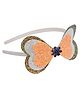 Aye Candy Tricolour Bow Glitter Designed Hair Band - Orange Green & White