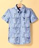 US Polo Assn Cotton Woven Half Sleeves Text Printed Shirt - Blue
