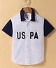 US Polo Assn Cotton Woven Half Sleeves Brand Name Printed Shirt - White