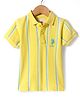 US Polo Assn Cotton Knit Half Sleeves Polo T-Shirt with Stripes & Brand Logo Embroidery - Yellow