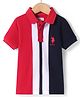 US Polo Assn Cotton Knit Half Sleeves Polo T-Shirt with Brand Logo Embroidery - Red